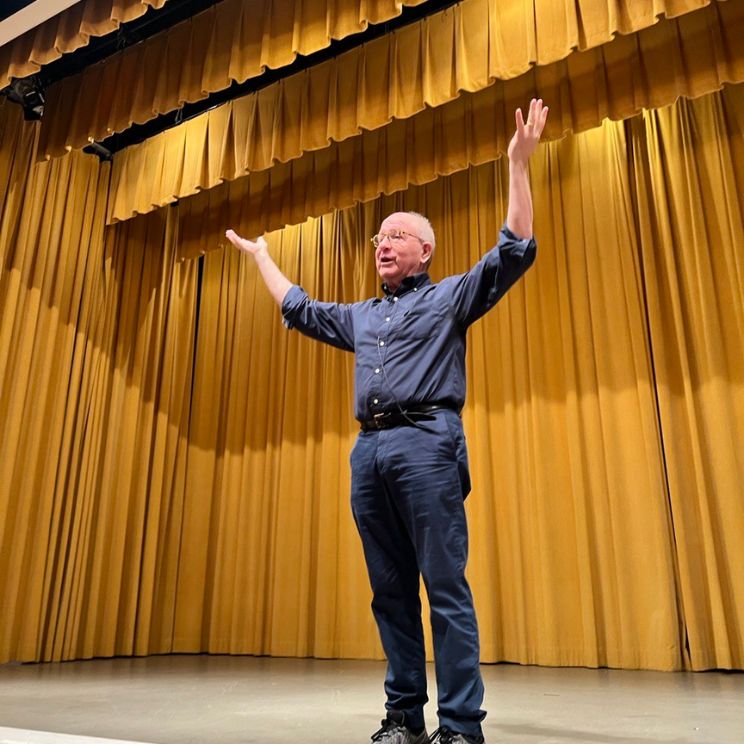 Programs at the MFA. Image of Jerry Saltz, art critic, giving a lecture at the MFA.